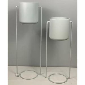 Macetas de hierro con revestimiento blanco, macetas con soporte para plantas de interior, decorativas, para montar en el suelo, juegos de macetas metálicas con soporte para decoración del hogar. - Product Image 3