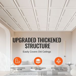 Piastrelle per Controsoffitto in Polistirolo Premium 20x20, Confezione da 16, Facili da Installare e Tagliare - Product Image 4