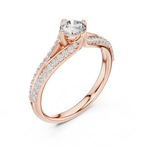 Anillo de Oro Rosa de 14K con Diamante Cultivado en Laboratorio para Mujer |   Ropa de Fiesta |   Diamante Cultivado Nuevo - Product Image 5