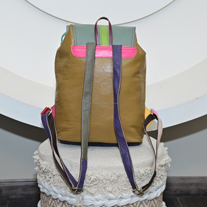 กระเป๋าเป้หนังรีไซเคิลขนาดกลางทำด้วยมือกระเป๋าสะพายไหล่พิมพ์ลายสัตว์หนังสีสันสดใสสำหรับเดินทางกระเป๋าเป้สะพายหลังสำหรับผู้หญิง - Product Image 4