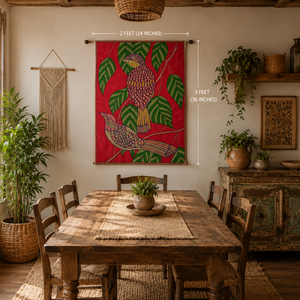Tapiz Bohemio Sostenible Premium de 3x2 Pies con Bordado Aari a Mano de Animales, Decoración Artesanal para el Hogar y Hoteles, Duradero, para Ramadán y Cumpleaños - Product Image 3