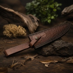 Cuchillo Bowie Recto de Acero Inoxidable D2 Hecho a Mano OEM con Punta Caída |   Cuchillo de Supervivencia Fijo de Grado Industrial de 14 Pulgadas con Mango de Madera para Exteriores - Product Image 3