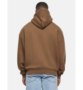 <b>Men's</b> <b>Orange</b> Hooded <b>Sweatshirt</b> Solid Color Cotton Fleece Oversized Fit Casual Pullover Pocket Design Autumn Wear - Product Image 2