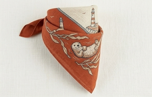 Pañuelo Cuadrado con Estampado de Animales Marinos, Estilo Casual de Algodón, para las Cuatro Estaciones - Product Image 4