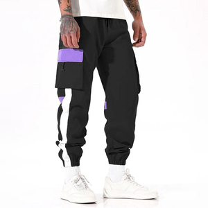 OEM Custom Men's Streetwear Cargo Jogger Pants Color Block Multi-Pocket Elastic Waist <b>Drawstring</b> <b>Trousers</b> Wholesale B2B - Product Image 6