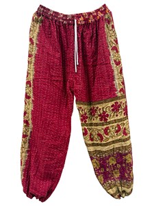 Handmade Kantha Patchwork Wide Leg High Waist Cotton Breathable Summer Harem Pants Bohemian Festival <b>Trousers</b> with Patches - Product Image 3