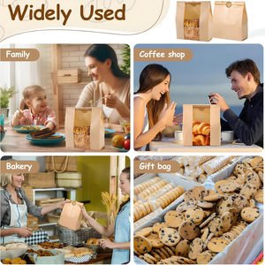 Kraft Paper Bread Bags with Clear Window for Bakery Toast Bagel Sandwich Packaging - Product Image 6