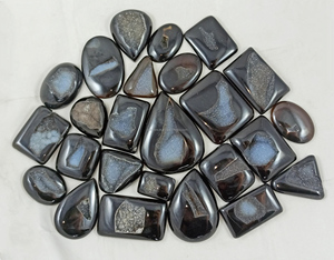 Onyx noir naturel druzy, pierres précieuses en vrac, cabochons de formes variées 20-45mm, pour la fabrication de bijoux de guérison - Product Image 1