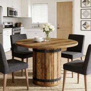 Mesa de Comedor Sólida Ovalada, Muebles de Comedor con Patrón Rectangular Hechos de Piedra Sinterizada, Material de Mármol - Product Image 6