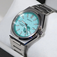 Montre mécanique automatique pour homme en acier inoxydable bleu, design classique, luminescence nocturne, résistante à l'eau, style business