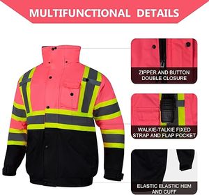 Factory Price <b>Top</b> Selling Best Quality High Visibility Custom Made Design Multi Pockets <b>Reflective</b> Safety Hoodie Jacket - Product Image 2