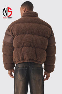 Nouvelle arrivée : veste matelassée à col montant en nylon et borgue avec logo personnalisé, couleur chocolat, coupe-vent, doudoune d'hiver pour homme - Product Image 4