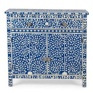 <b>Grey</b> Bone Inlay Bedside <b>Cabinet</b> With 3 Drawers And 4 Doors Luxury Floral Pattern Buffet Credenza for Living Room And Hotel Decor - Product Image 6