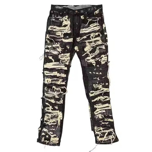Custom Pants Slim Fit Distressed <b>Jeans</b> Denim Trousers <b>Men</b> Ripped <b>Jeans</b> OEM Design Service Wholesale <b>Men's</b> Distressed Trousers - Product Image 5