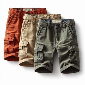 Pantalones cortos Cargo tejidos para niños de colores personalizados al por mayor, pantalones cortos informales de verano de algodón con múltiples bolsillos, transpirables, antiarrugas, con logotipo impreso para niños - Product Image 6