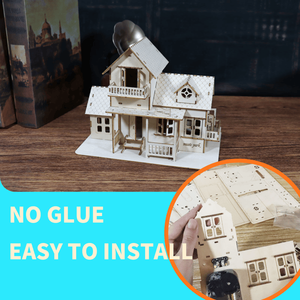 Puzzle 3D in Legno Sweet Home con Carillon, Miniatura Fatta a Mano per Kit Casa delle Bambole, Luci Notturne LED, Costruzione Fai-da-Te - Product Image 4