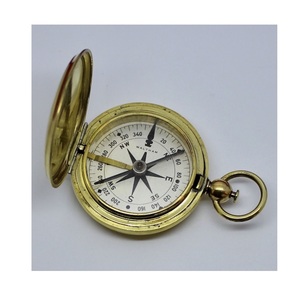 Classic <b>Antique</b> Brass Marine <b>Compass</b> with Leather Case Nautical Collectible Gift for Men Sailors and Explorers - Product Image 3