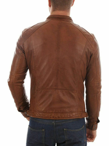 Nueva Llegada: Chaqueta de Cuero Marrón Claro SIXZIPP – Chaqueta Casual y de Motociclista para Hombre, Corte Ajustado, Cuero Premium, Exportación a Granel - Product Image 3