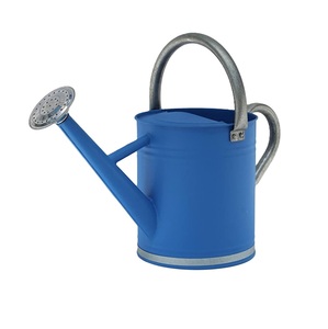 Arrosoir en métal bleu personnalisé avec poignée et bec galvanisés pour l'utilisation domestique et le jardinage extérieur, arrosoir fait main - Product Image 1