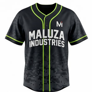 Maillot de baseball professionnel camouflage numérique vert fluo noir uniforme sportif d'équipe respirant MALUZA INDUSTRIES - Product Image 1