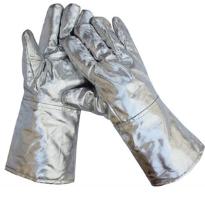 Gants de soudage en cuir aluminisé Para-Aramide certifiés CE de haute qualité, 11 oz, avec manchette antidérapante, pour la construction industrielle - Product Image 2