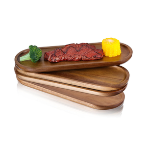 Plateau de service ovale en bois d'acacia naturel, idéal pour la décoration de la maison, en provenance du Vietnam. - Product Image 1