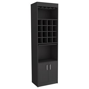 Mobile bar nero a due ante Kava con 16 portabottiglie integrati e due ripiani - Product Image 4