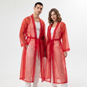 Robe transparente pour femmes, col en V, manches longues, ceinturée, respirante, légère, coupe ample, transparente, unisexe - Product Image 6