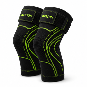 WABSON SPORT Unisex Knee Support Black Green Stitching Adjustable Hook Loop Closure Breathable Professional Protection - Product Image 1