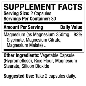 OEM ODM Complejo de Magnesio GMP Halal 60 Cápsulas 350mg Elemental 150mg Glicinato 100mg Citrato 100mg Malato - Product Image 2