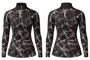 Custom Design Women's Digital Print Quarter-Zip Ski/Snow Base Layer Shirts-Skinny Fit Four-Way Stretch Quick Dry Lightweight - Product Image 3