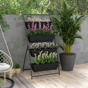 Support de Jardin Vertical Classique à 4 Niveaux, Robuste, en PP pour l'Extérieur, avec 4 Bacs pour Légumes et Fleurs - Product Image 2