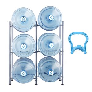 Portabottiglie a 3 livelli per secchi d'acqua da 5 galloni, con doppia fila e capacità di 6 bottiglie, scaffali e unità di stoccaggio resistenti - Product Image 1