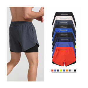 Short de fitness taille haute double couche avec poches pour homme, shorts de sport pour course à pied design pour homme - Product Image 3