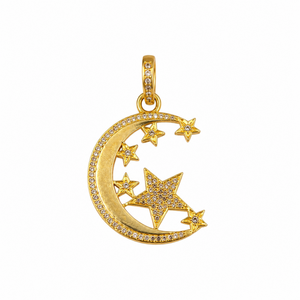Pendentif en argent 925 plaqué or rhodié noir avec diamant véritable en forme de lune et d'étoile pour femme, bijoux fins de luxe, cadeau élégant - Product Image 6