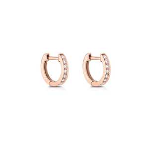 Pendientes Minimalistas de Aro con Diamantes, Oro Sólido de 14K/18K, Mini Huggies Apilables con Engaste Pavé de 8mm, Pendientes Personalizados para Segundo Agujero, Uso Diario - Product Image 5