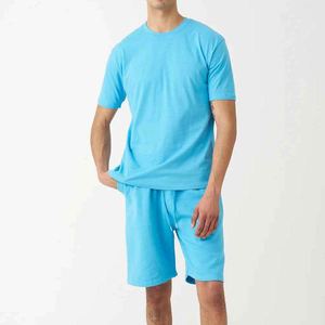 Conjunto deportivo de verano para hombre, de algodón transpirable, camiseta y pantalones cortos, conjunto informal de baloncesto, venta al por mayor. - Product Image 6