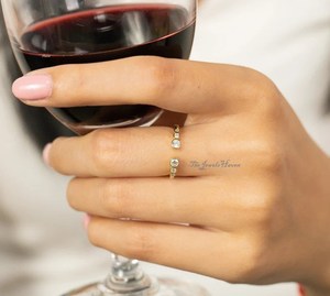 925 Sterling <b>Silver</b> Six Stone CZ Stackable Open Cuff <b>Ring</b> Sterling <b>Silver</b> Double <b>Stack</b> Adjustable <b>Ring</b> for Women Set Engagement - Product Image 5