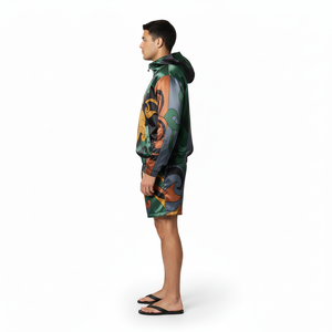 Sustainable Lightweight Printed Quick Dry <b>Summer</b> Casual Track Suit Breathable Nylon Zip Windbreaker <b>Jacket</b> Shorts Crinkle - Product Image 3