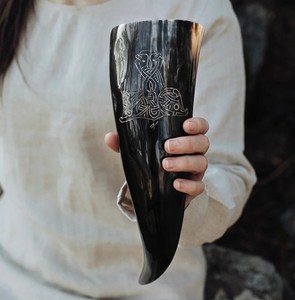 Natural Horn Drinking Mug Handcrafted Viking Style Polished Finish Premium Quality Rustic Barware for Beverages - Product Image 2