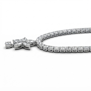 Heavy Weight 14K <b>Solid</b> White <b>Gold</b> IGI Certified Lab Grown 25.18 CT Diamond <b>Pendant</b> Necklace Women Luxury Engagement Wedding Gift - Product Image 3