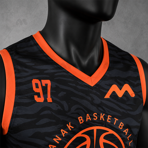 Ensemble de maillots de basket-ball personnalisés, design à rayures tigrées noir et orange, uniforme sans manches pour hommes et femmes, pour l'entraînement et les matchs - Product Image 6