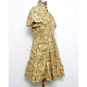 new trending handmade cotton stylish short partywear <b>dress</b> floral printed bride gift personalized woman fashion <b>dress</b> From India - Product Image 5