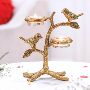 Metal Love Birds <b>Tree</b> Candle Holder Gold Romantic Tea Light Centerpiece Home <b>Decor</b> Gift for Wedding Anniversary Valentine - Product Image 1