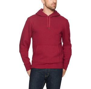 Sudadera con Capucha para Hombre, Corte Regular, Tejido de Felpa, Color Sólido, Diseño con Bolsillos, Ropa Casual de Otoño, Color Borgoña - Product Image 1