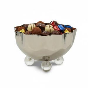 Bol à chocolat élégant et moderne en métal doré festonné, plat de service pour noix, fruits secs, bonbons, pour la table, les fêtes et les événements - Product Image 5