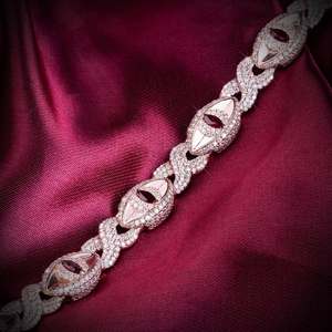 Pulsera de eslabones de moissanita chapada en oro rosa, cadena cubana, brazalete para hombre, joyería unisex para fiestas - Product Image 5