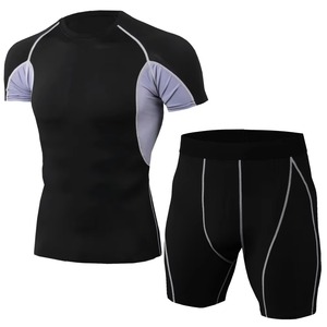 Custom Wholesale <b>Mens</b> <b>Compression</b> Running Gym Set Sport T <b>Shirt</b> Shorts Breathable Eco-Friendly Quick Dry Fitness Jogging - Product Image 2