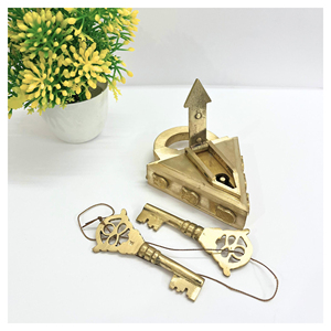 Antique Polished Pyramid Padlock Old Fashion Lock <b>Key</b> Fully Functional Vintage Style Padlock Pure Brass Low Rate Padlock - Product Image 1