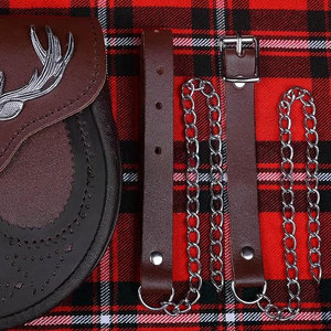Sporran écossais fait main en cuir véritable marron avec badge tête de cerf pour le Kilt Day – Fournitures d'usine pour tenues des Highlands - Product Image 3